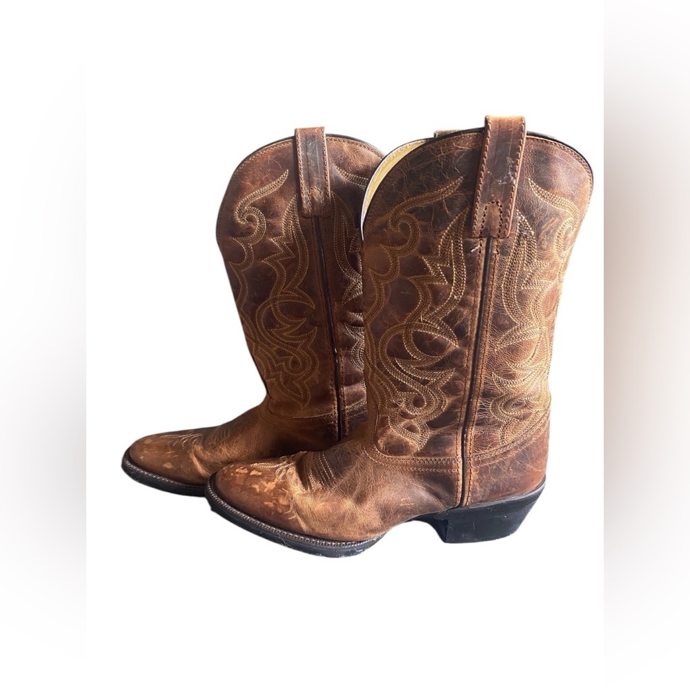 LAREDO MADDIE EUC DISTRESSED WOMENS BOOT SZ 9 BROWN - Picture 4 of 5